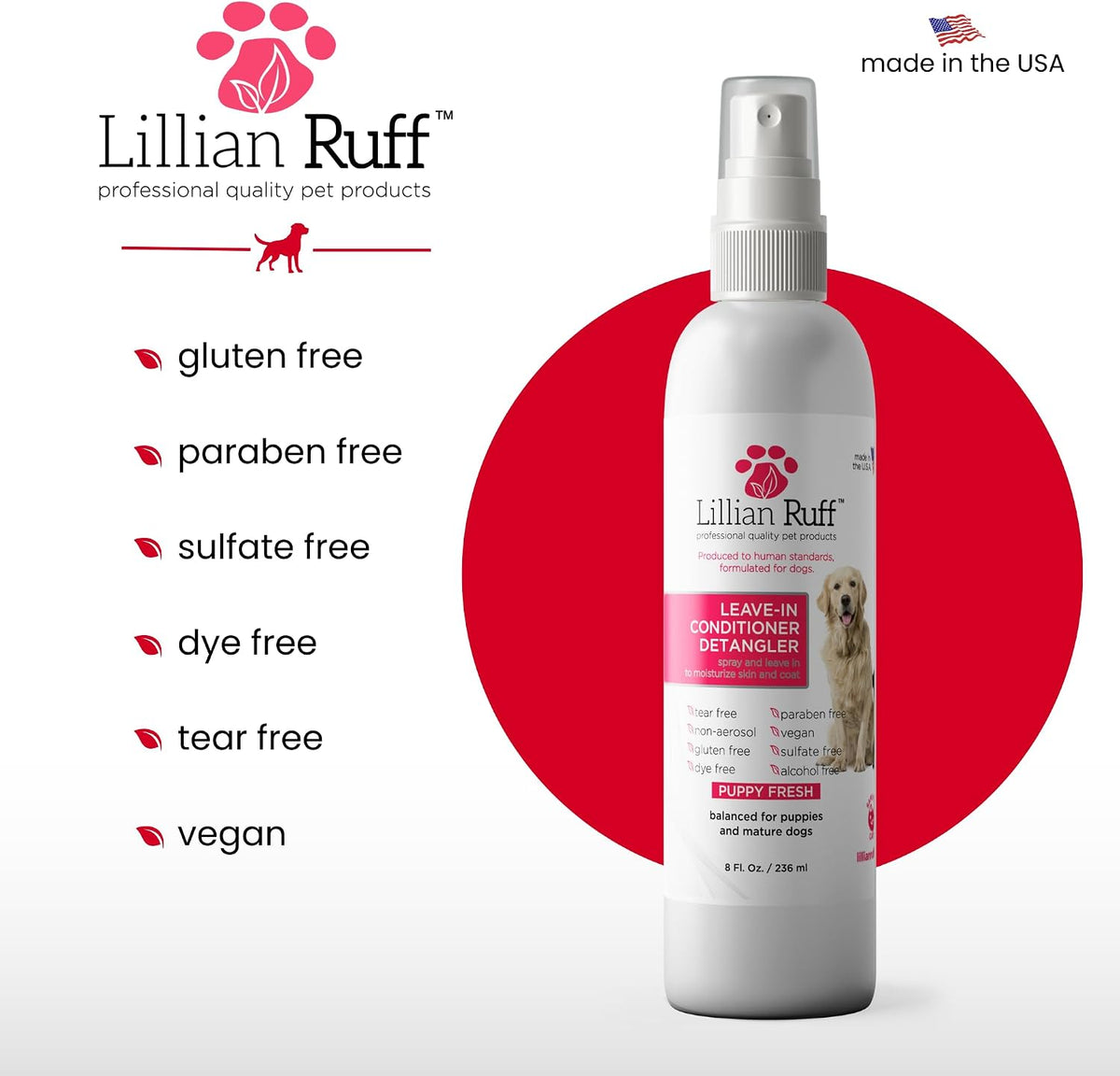 Professional puppy fresh scent detangling mist for sensitive pet skin