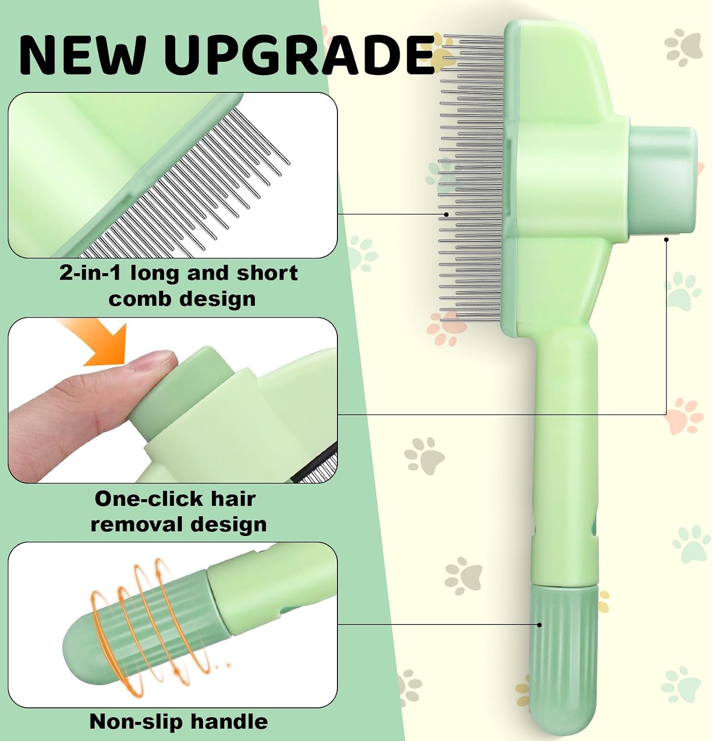Xangnier pet hair removal comb one click mechanism releasing trapped fur