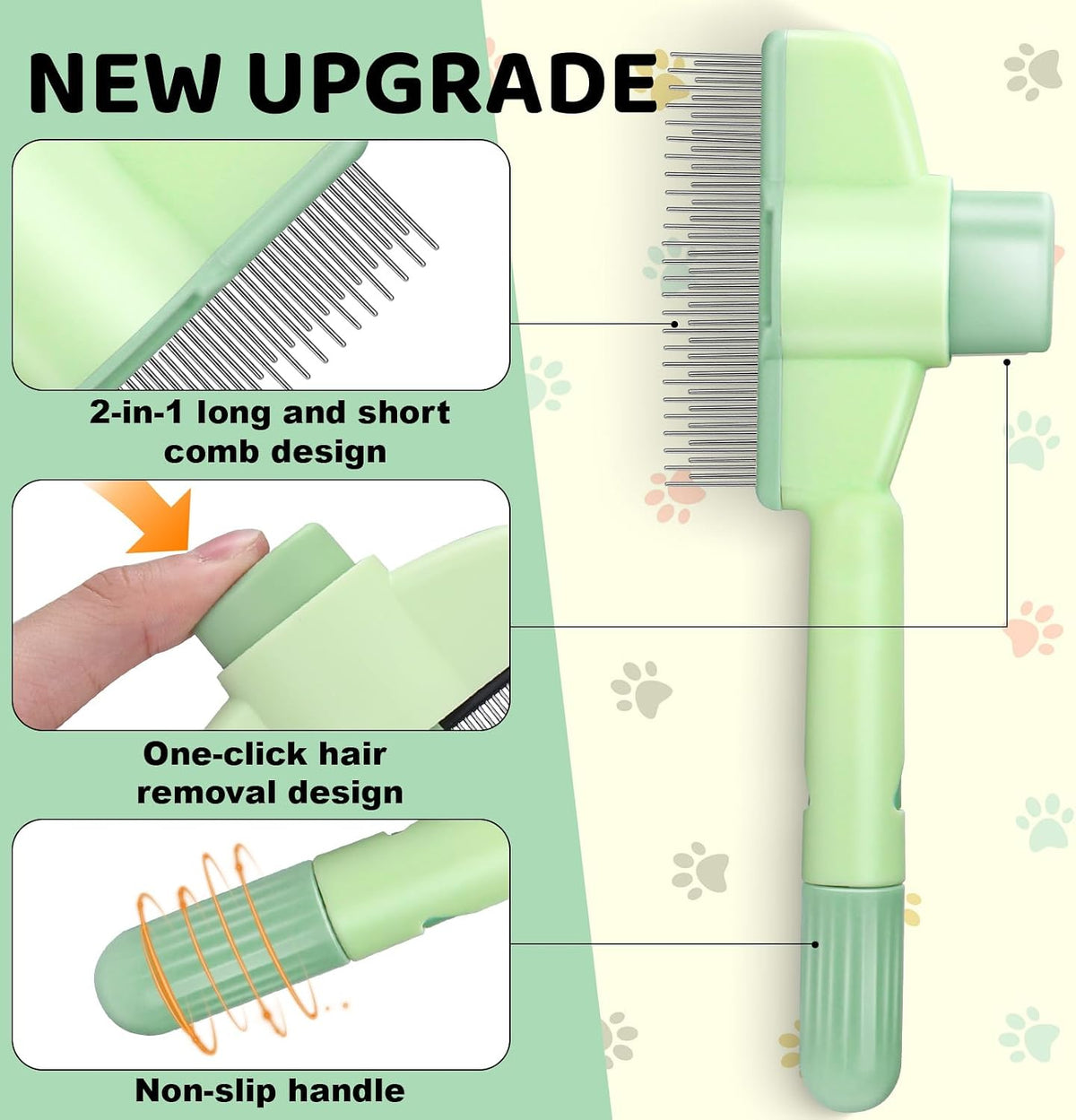 Xangnier pet hair removal comb one click mechanism releasing trapped fur