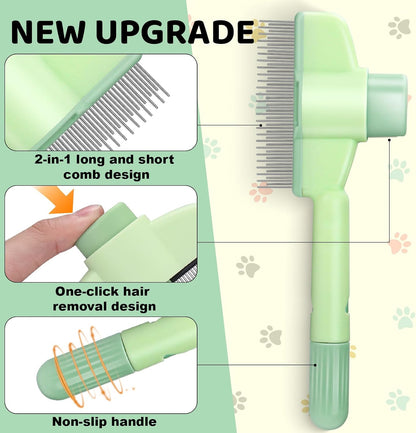 Xangnier pet hair removal comb one click mechanism releasing trapped fur