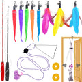 ZPH Interactive Cat Toy Kit front view showcasing the complete fourteen piece set with wands and feather attachments.