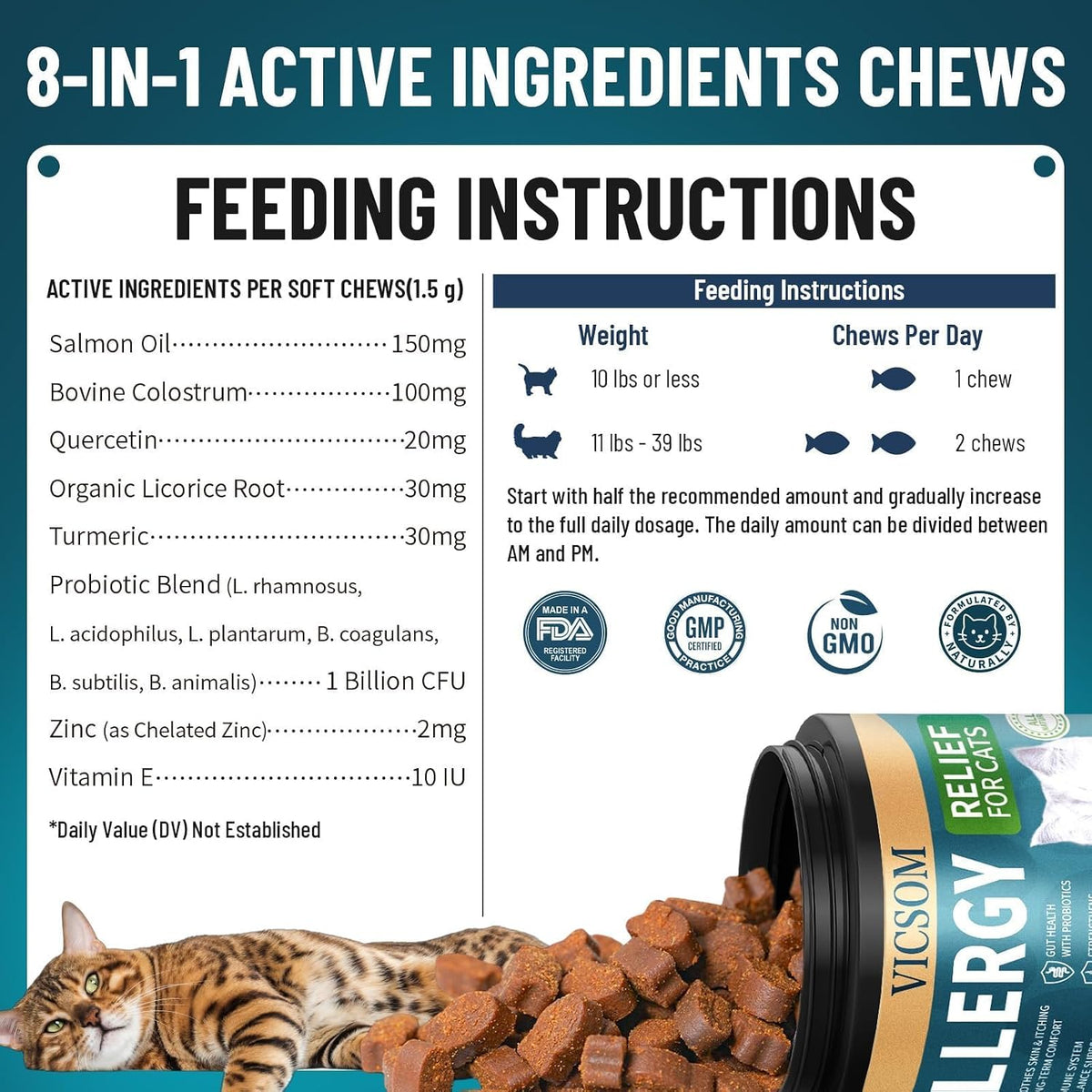 VICSOM premium imported USA cat supplement packaging side view details