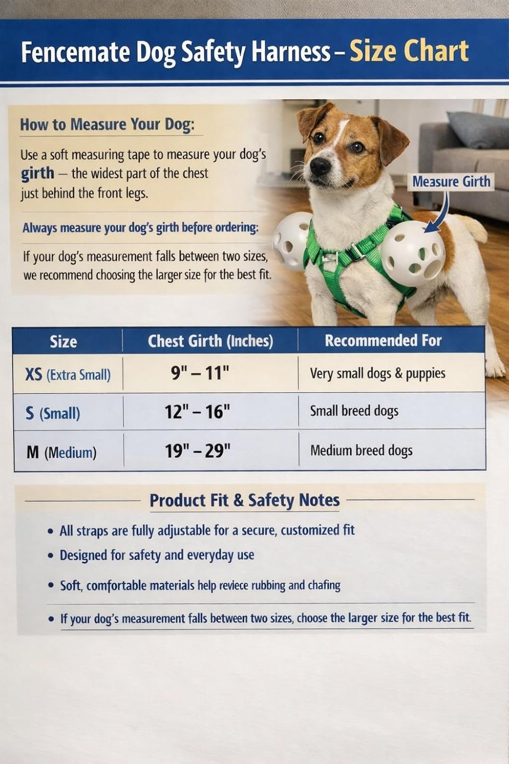 Instructions for measuring dog girth for FenceMate