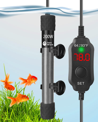 AquaMiracle Aquarium Heater 100W Fish Tank Heater for 10-20 Gal Tanks, LED Digital Display Thermostat Turtle Heater with Out-of-Water Auto Shut-Off, Overheat Protection & Memory Function - Image 10