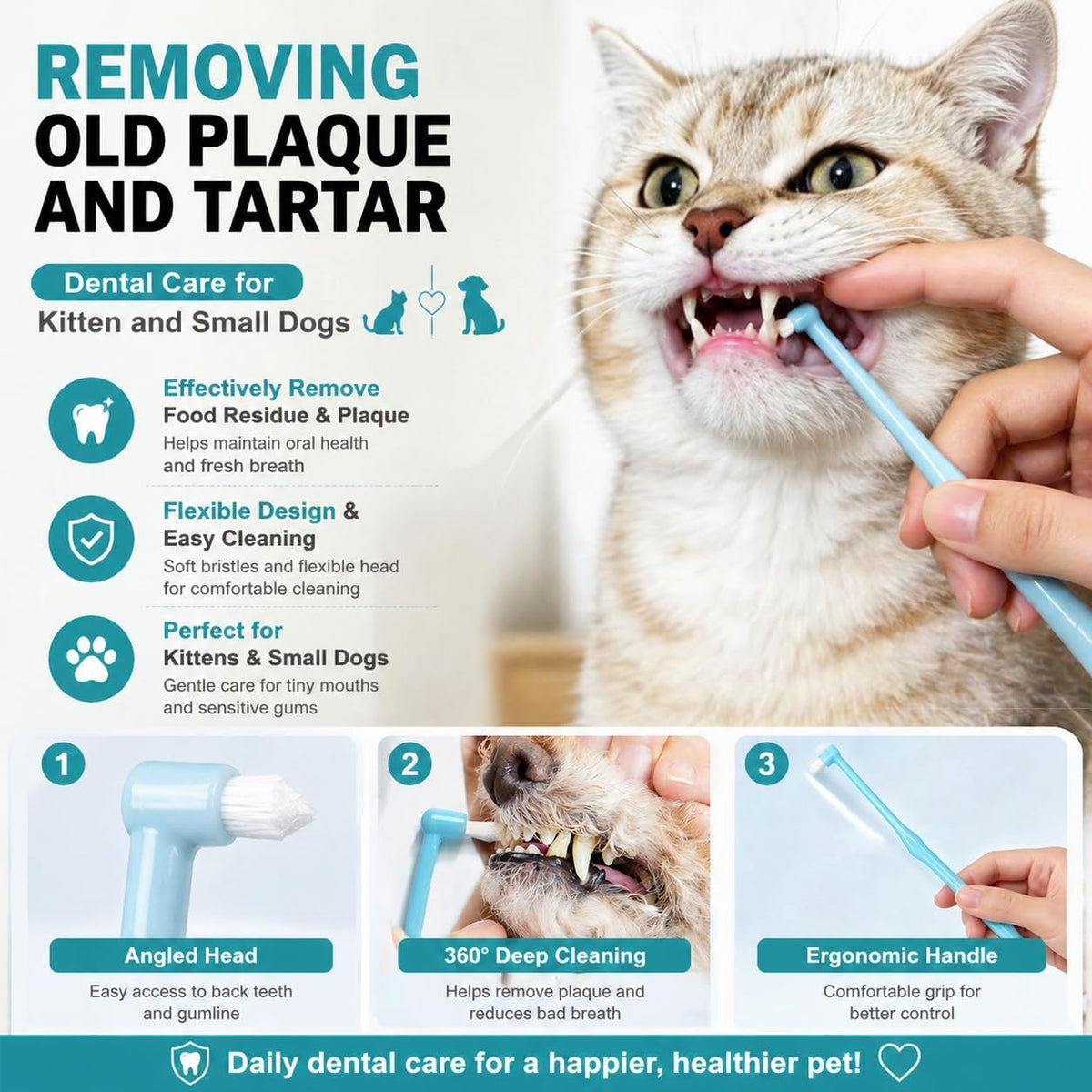 Soft silicone finger toothbrush for dogs and cats