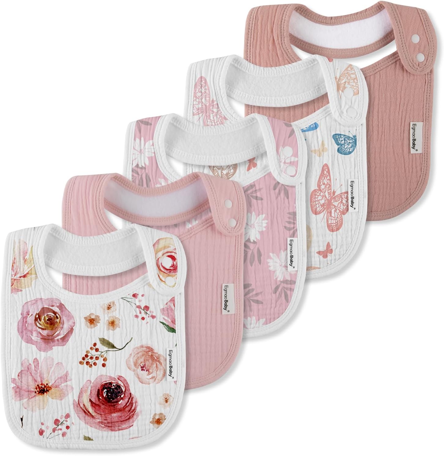 Egmao Baby organic muslin bandana drool bibs front view