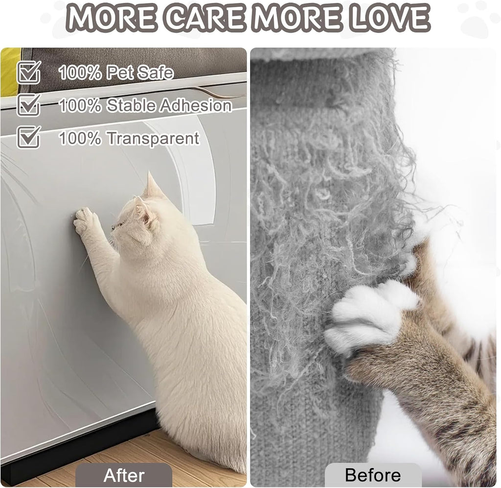 Application of cat scratch guard on fabric sofa corner