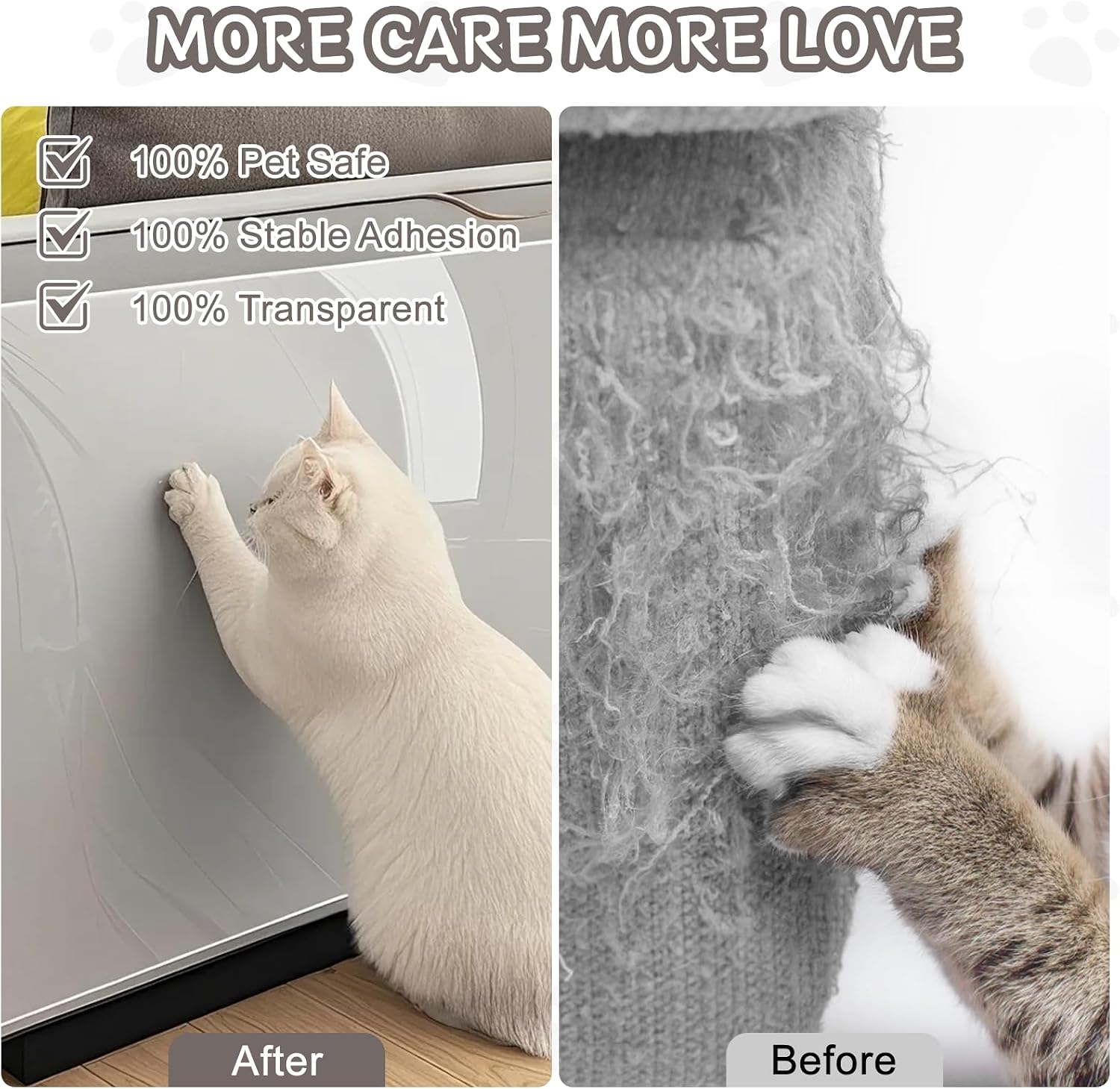 Application of cat scratch guard on fabric sofa corner