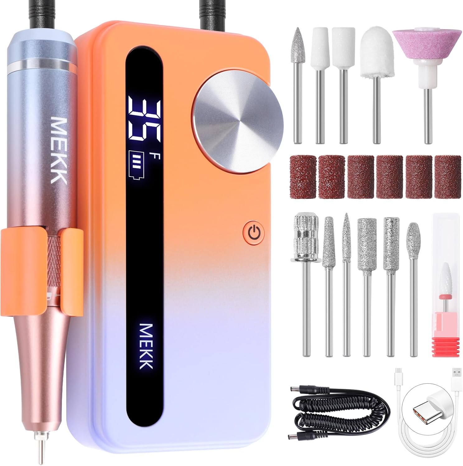 Mekk 35000 RPM electric nail drill kit front view
