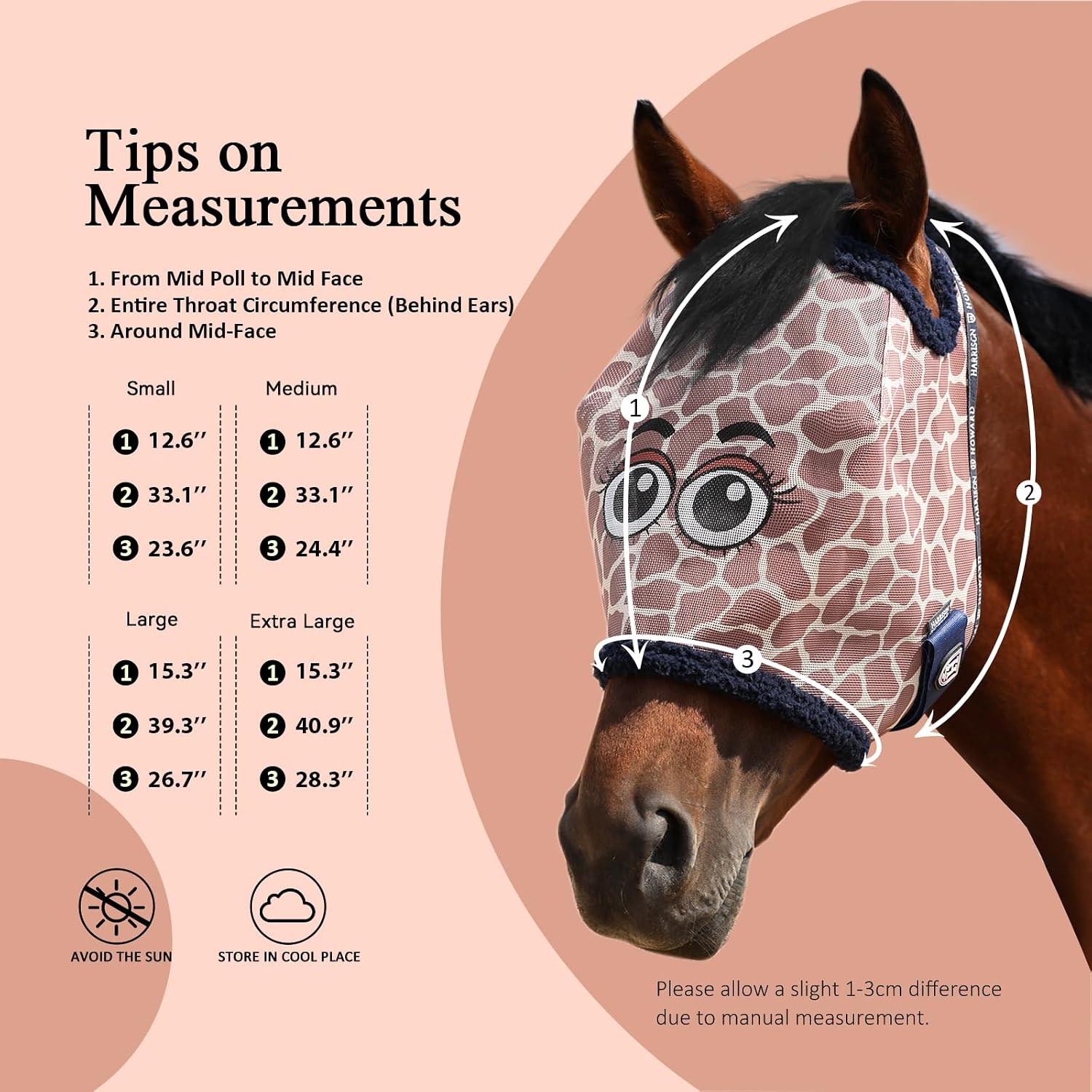 Authentic Harrison Howard horse fly mask giraffe design pack
