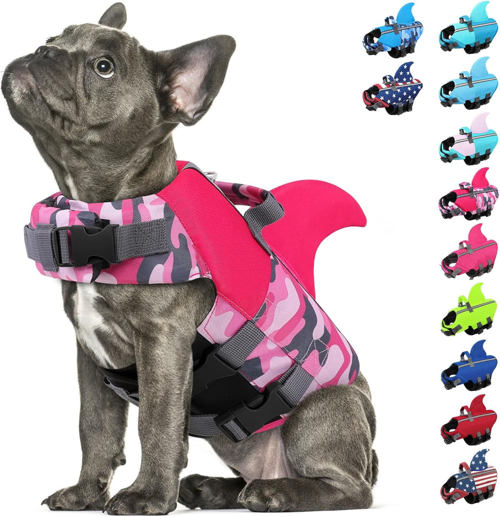 Dog Life Jacket Shark Life Vest for Dogs, Adjustable Swmming Vest with High Buoyancy, Safety Lifesaver with Rescue Handle for French Bulldog Small Medium Breeds, Blue S - Image 11