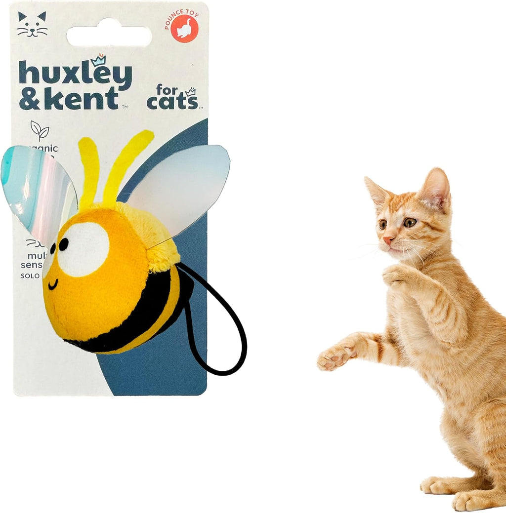 Huxley & Kent Flinger Plush Cat Toy Bumble Bee variant front view showing the plush design.
