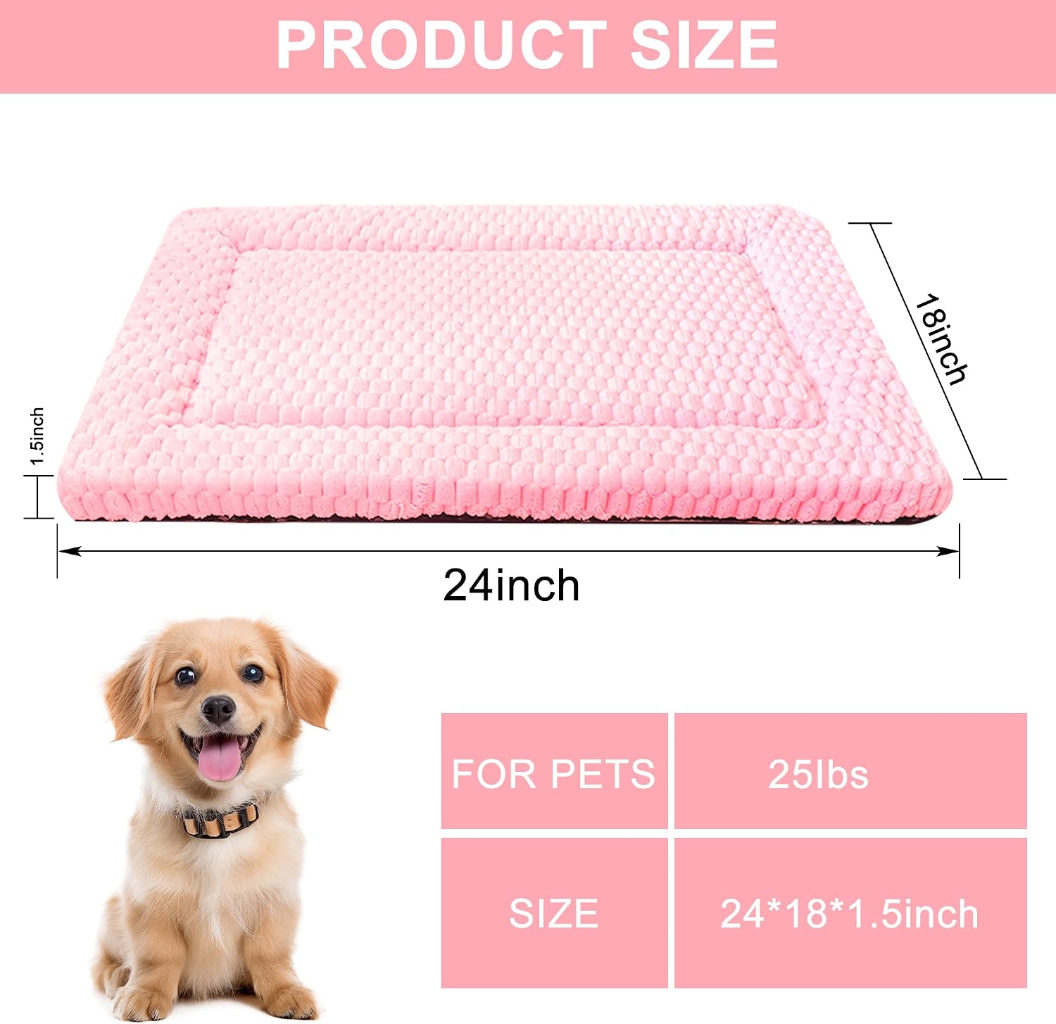Sunshe reversible pet crate liner pink top view cozy dog mattress