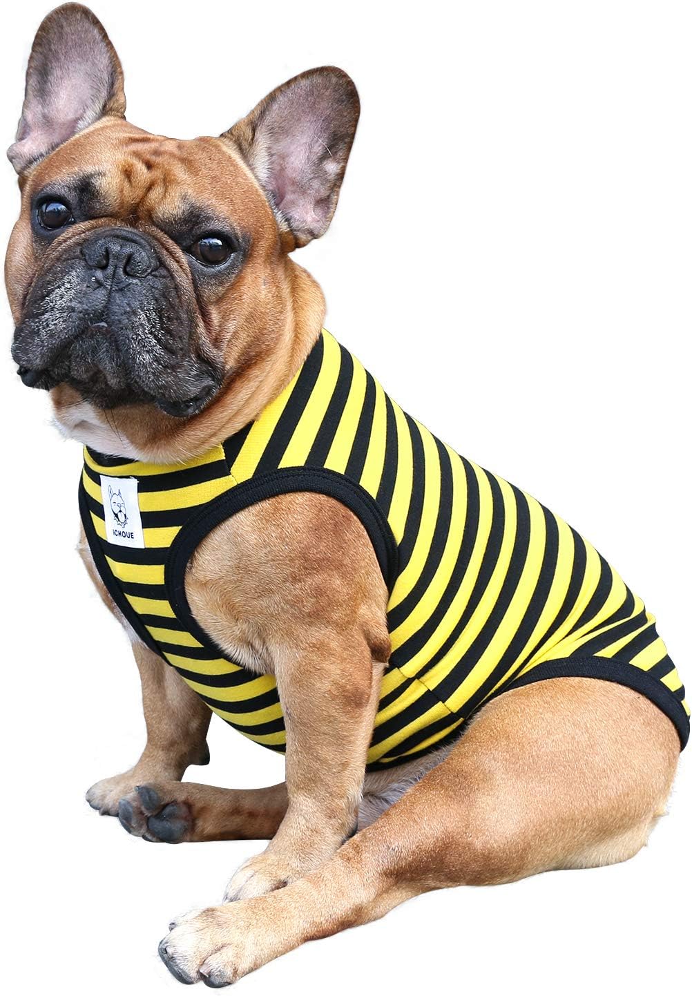 iChoue French Bulldog 100% Breathable Cotton Striped T Shirts Halloween Vest Clothes for Small Dogs Tank Tops Puppy Frenchie Pug English Boston Terrier Pitbull Pink White Stripes - Medium - Image 14