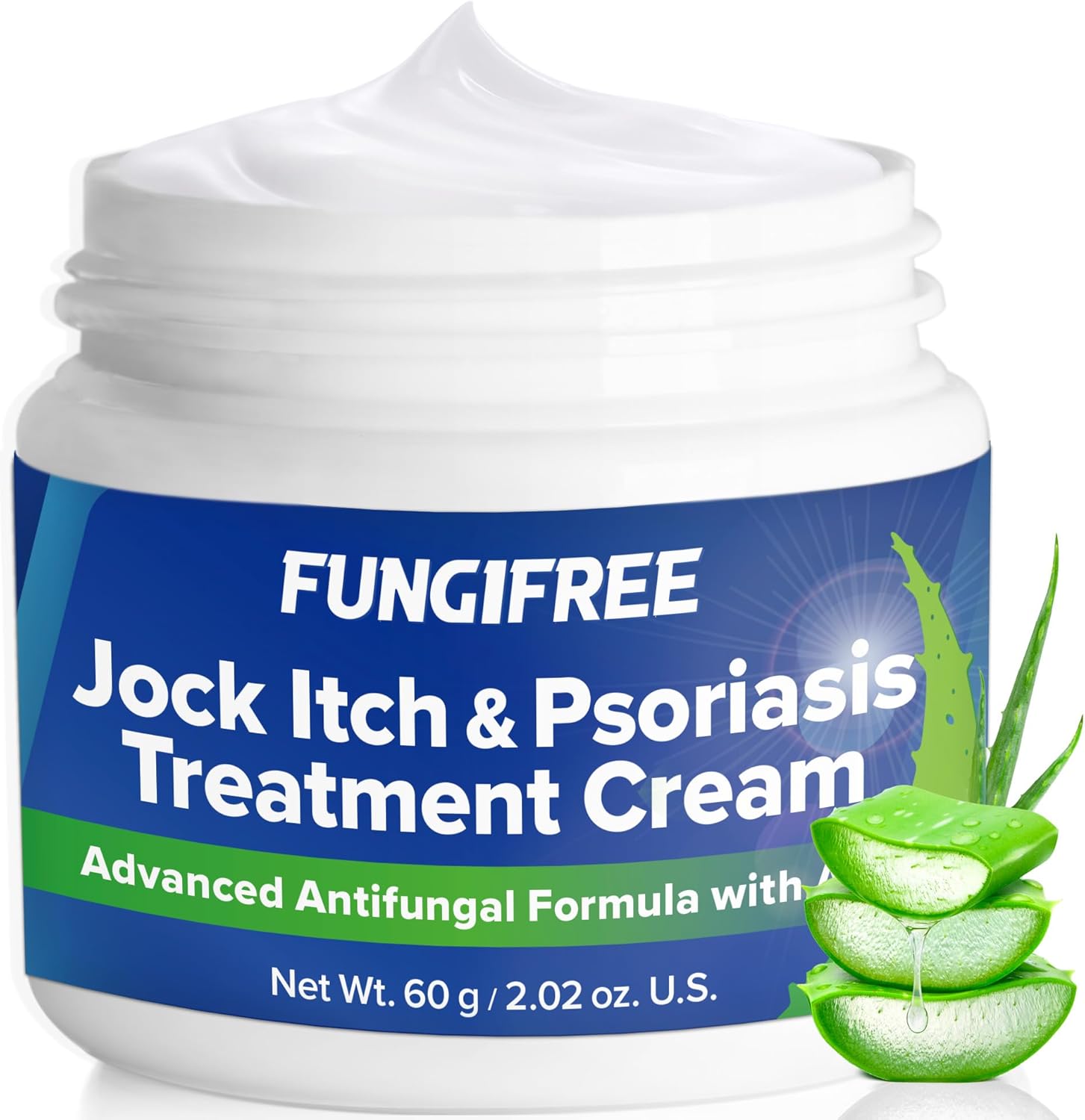 FungiFree antifungal skin cream tube showing the active ingredient percentage and natural tea tree oil formulation.