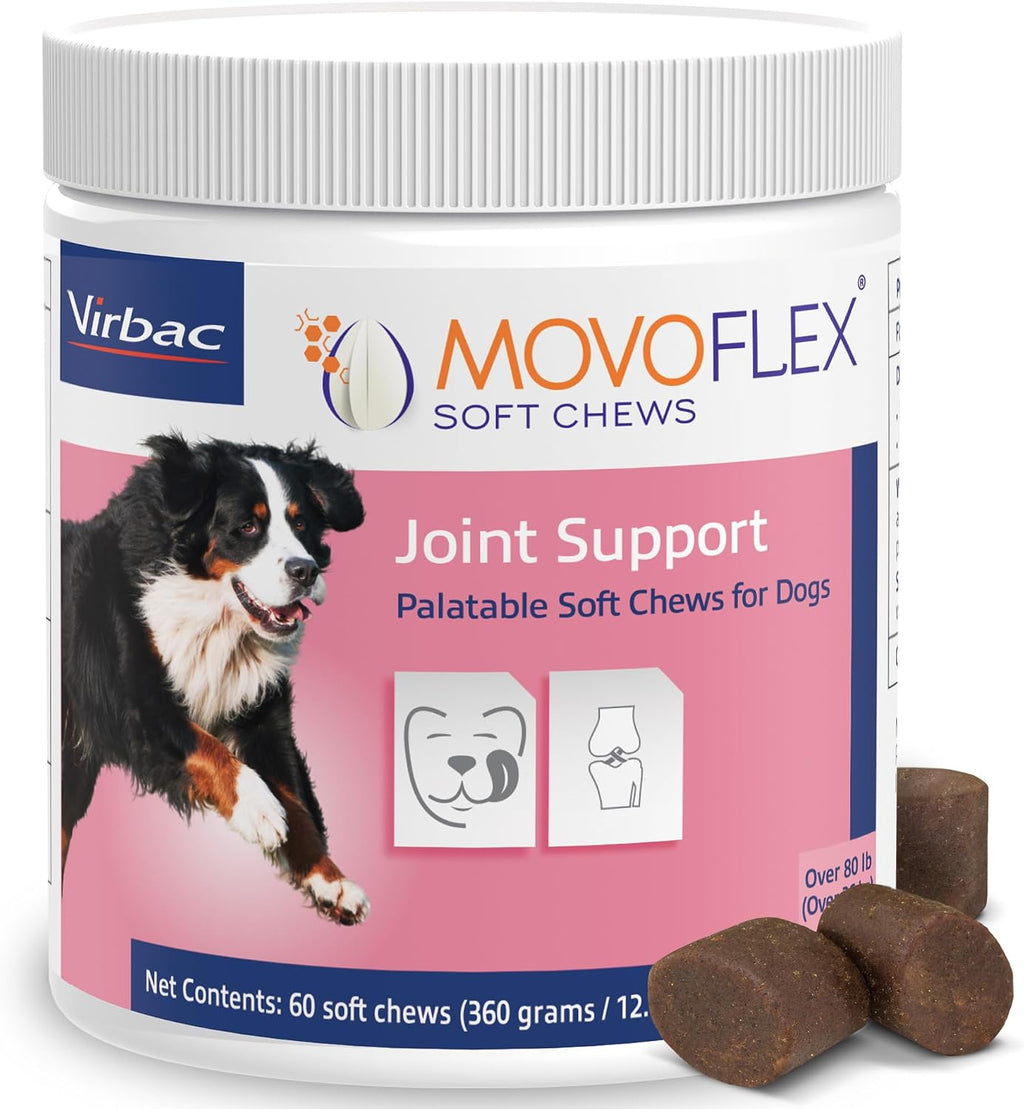 Movoflex eggshell membrane formula dog chews open bottle view