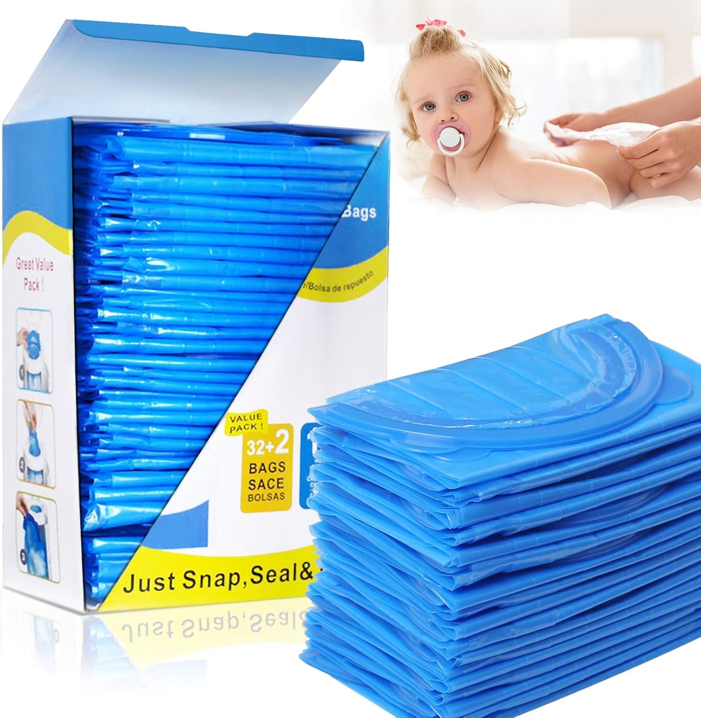 Hauinuey diaper pail refill bags front view packaging