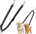 MingXpets double dog leash front view showing black dual bungee straps