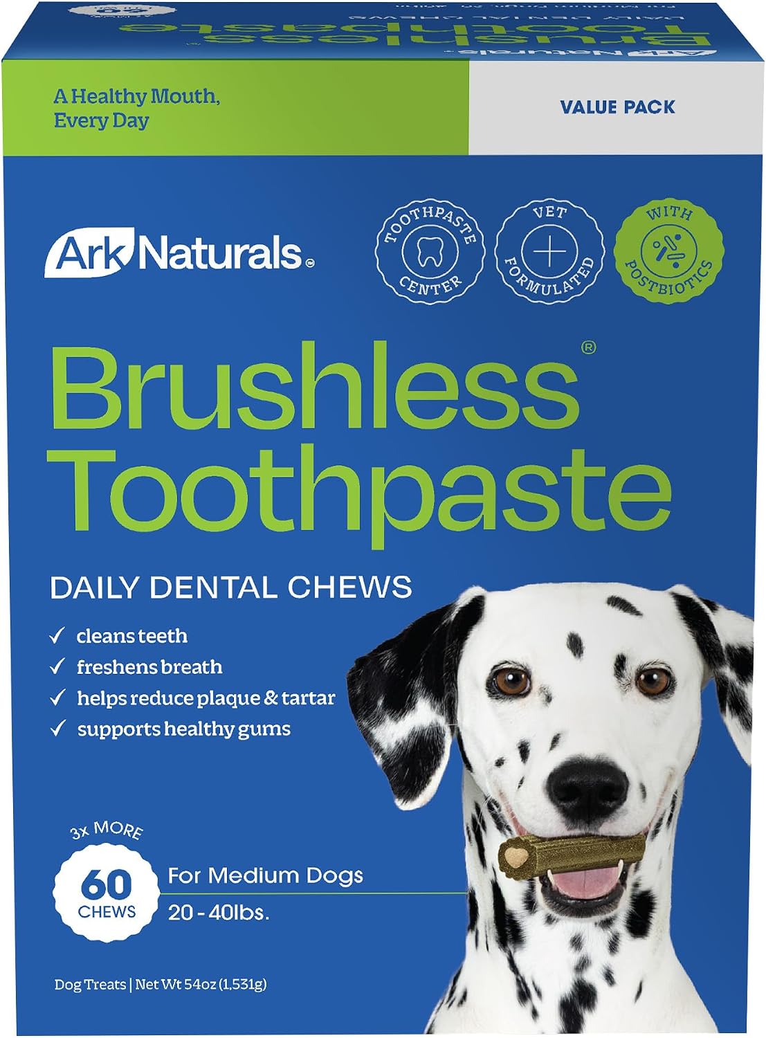 Ark Naturals Brushless Toothpaste, Dog Dental Chews for Medium Breeds, Freshens Breath, Helps Reduce Plaque & Tartar, 18oz, 1 Pack - Image 9
