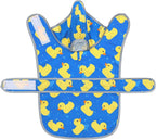 Chic patterned blue duck puppy rain apparel rear angle view