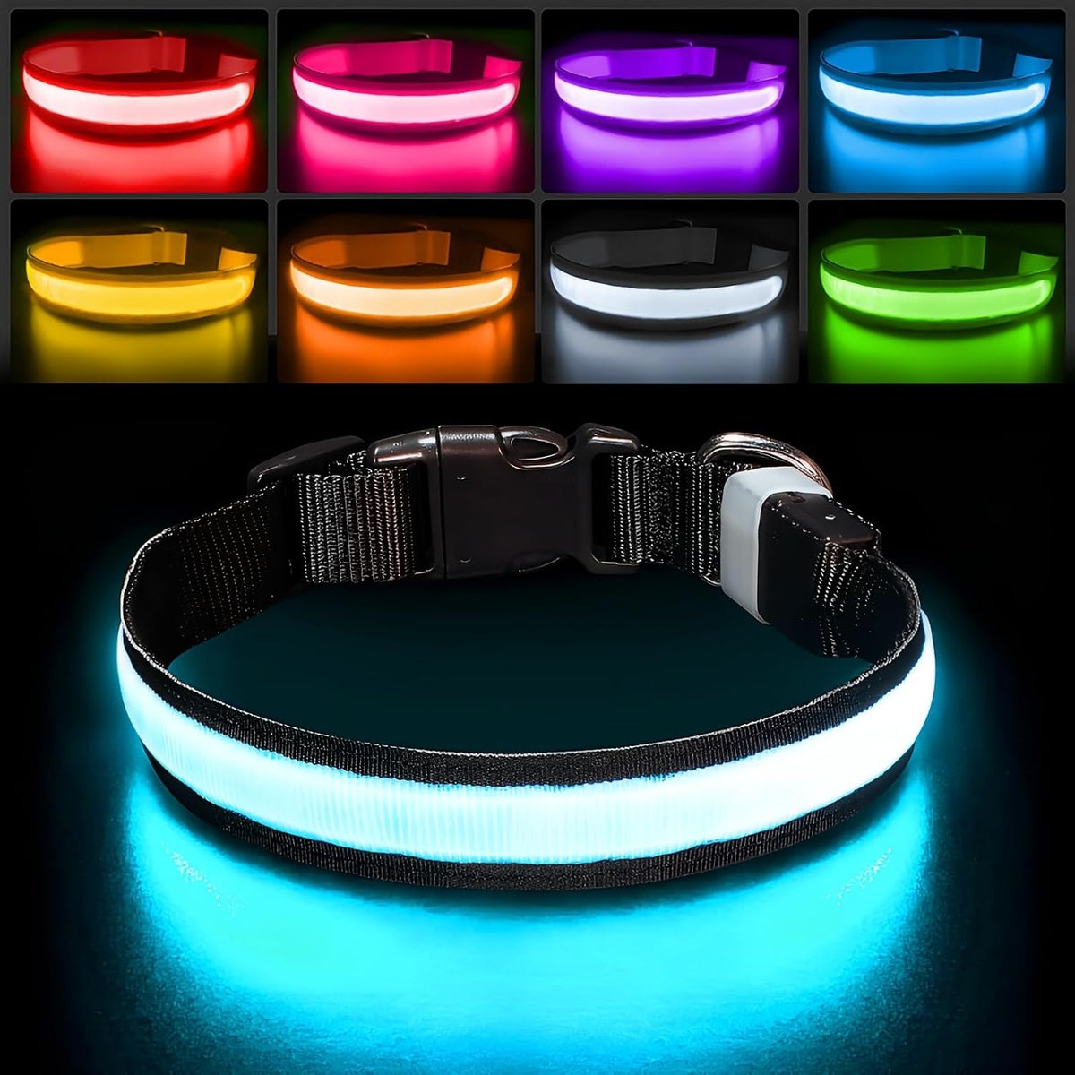 PcEoTllar Light up Dog Collar for Night Walking - LED Dog Collar Light Rechargeable Color Changing, Glow in the Dark Dog Collars Waterproof Glowing Dog Collars for Large Small Medium Dogs - Image 11