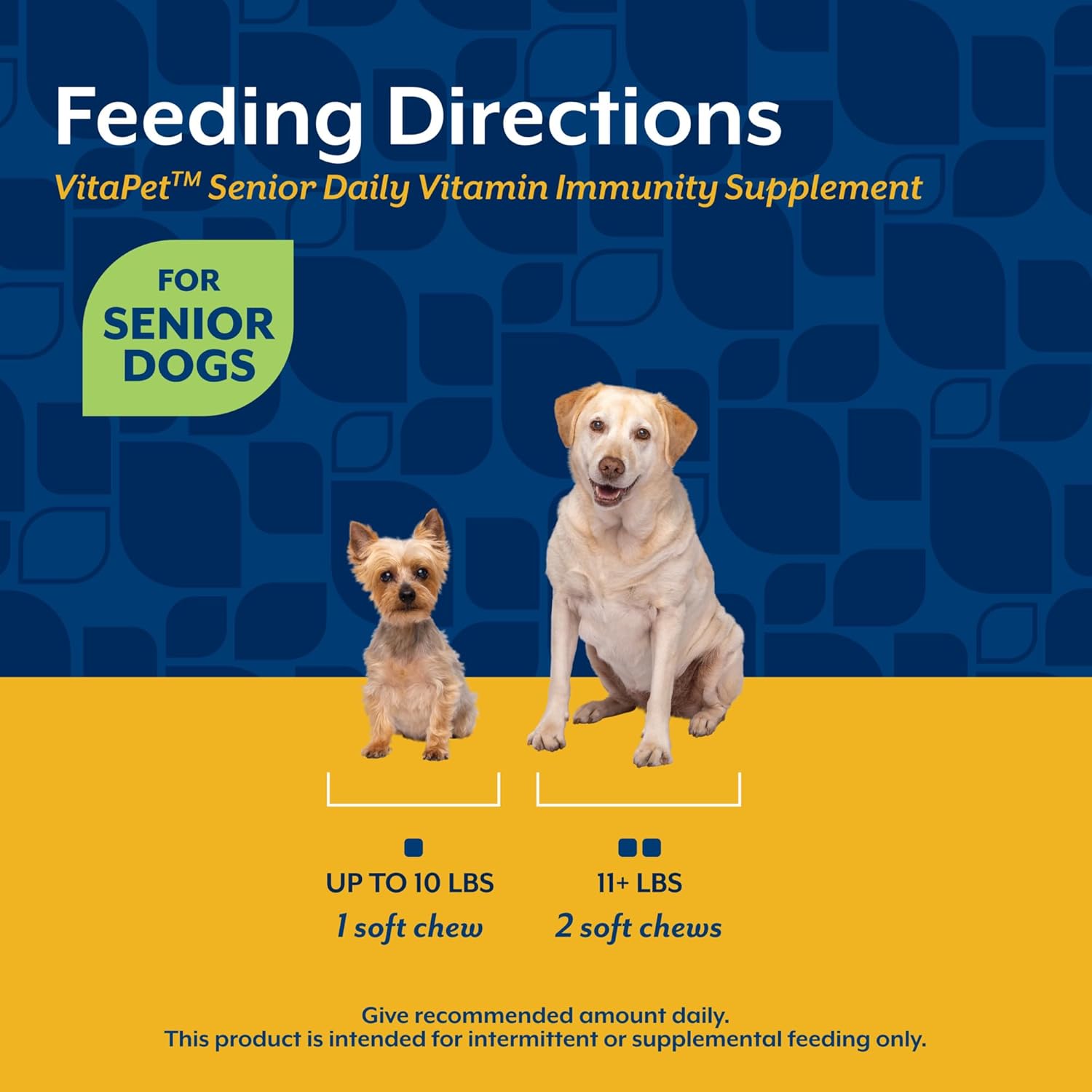 Instructions for use on NaturVet VitaPet Senior bottle