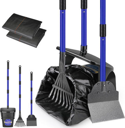 SlowTon Dog Pooper Scooper - 37.4" Long Metal Handle Adjustable Rake & Spade & Swivel Bin with 20 Waste Bags, Portable Pooper Scooper for Gravel Lawn Grass, Suit for Small Medium Large Dog - Image 9