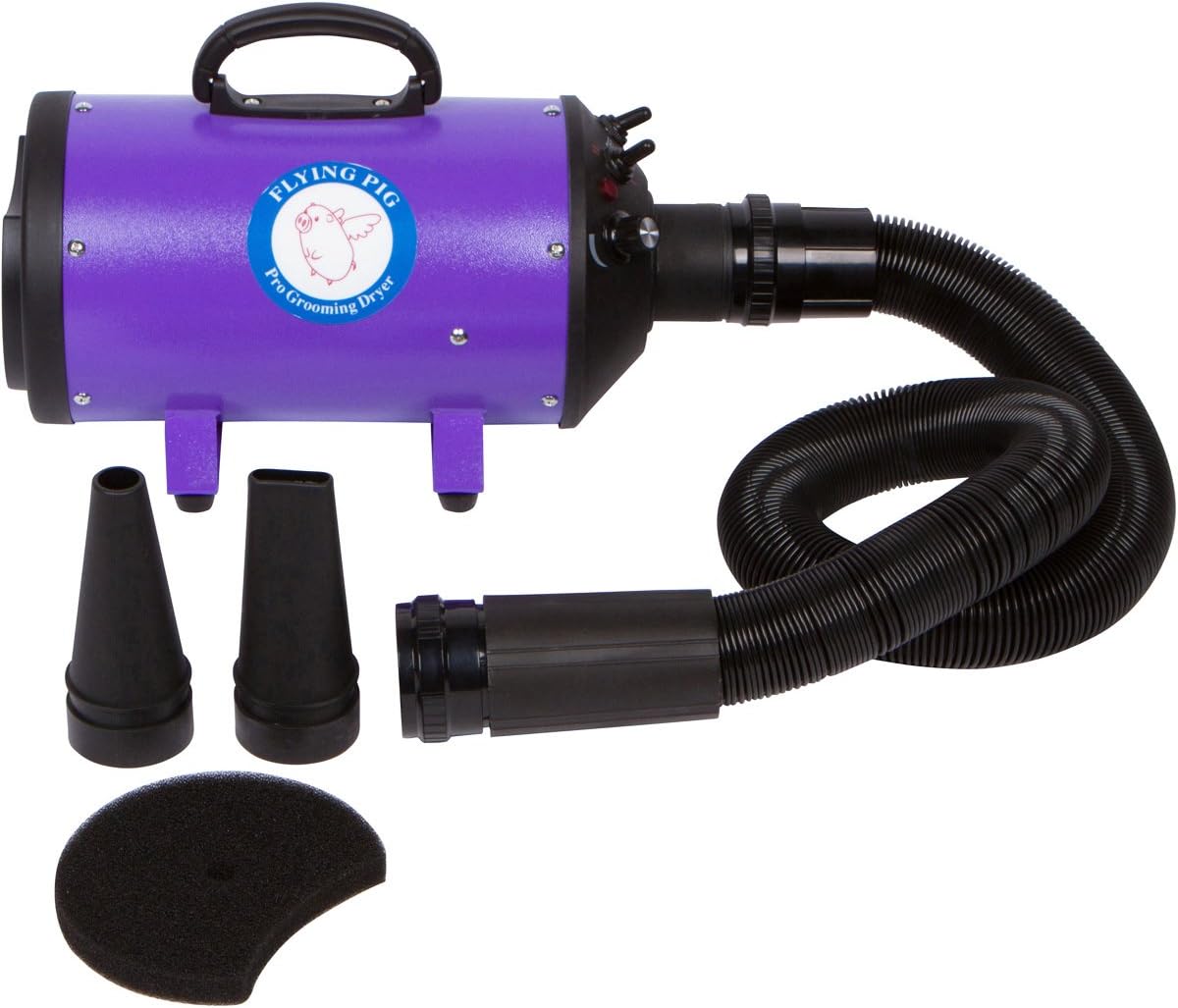 Flying Pig High Velocity Dog Pet Grooming Dryer w/Heater (Model: Flying One, Purple) - Image 3