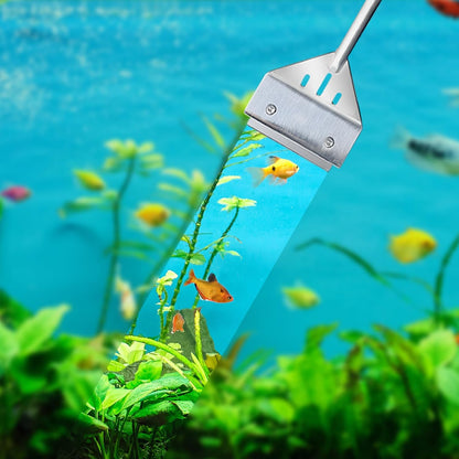 Multi functional scraper being utilized as a substrate spatula for arranging aquarium sand.