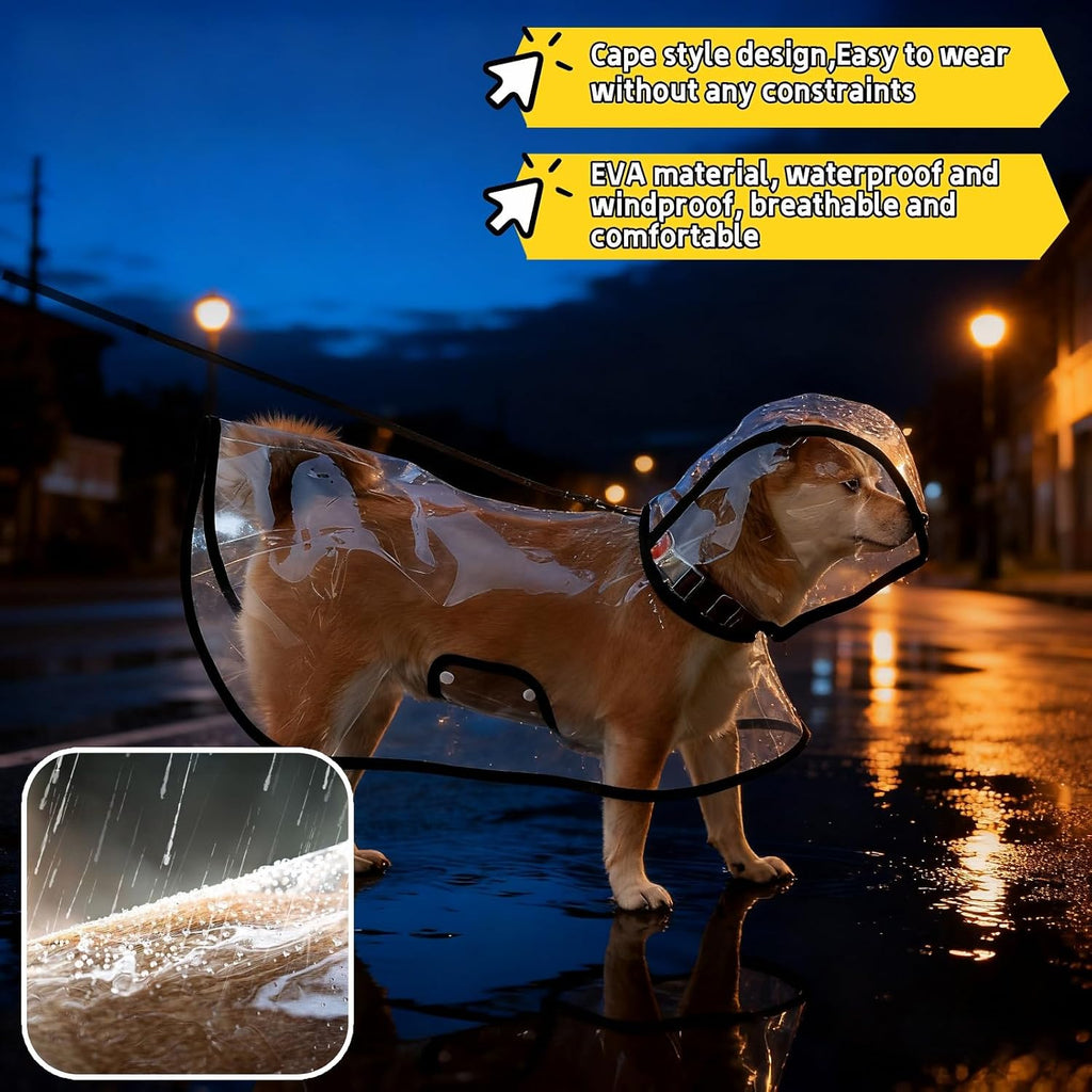 Transparent Dog Rain Poncho for Small Medium Dogs - Thick Waterproof Raincoat with Hidden Leash Hole & Adjustable Snaps, Windproof Hooded Cape for Bichon Poodle (Large) - Image 9