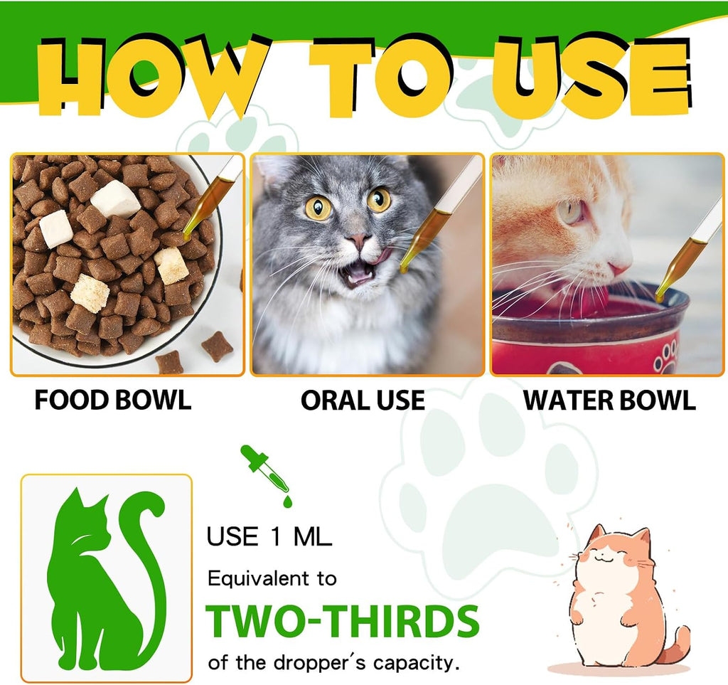 Vosifsdiy liquid drops being added to cat food bowl illustration