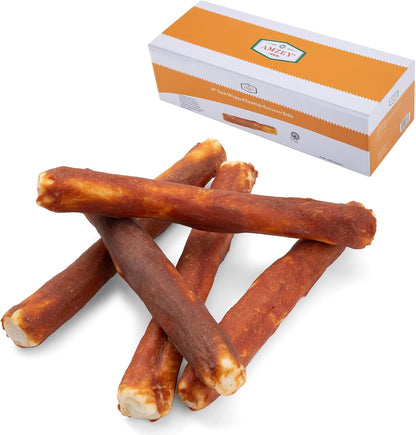 Amzey Collagen Treats for Dogs front view of duck wrapped retriever rolls