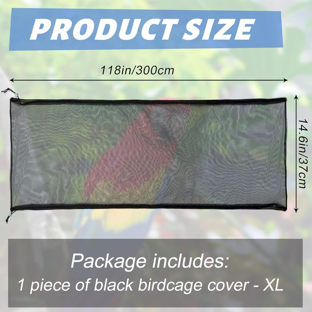 Bird Cage Netting Seed Catcher Adjustable Bird Cage Skirt Seed Catcher Large Soft Breathable Mesh Catchers for Indoor Round Square Cages (Circumference 80 inch to 118 inch) - Image 9