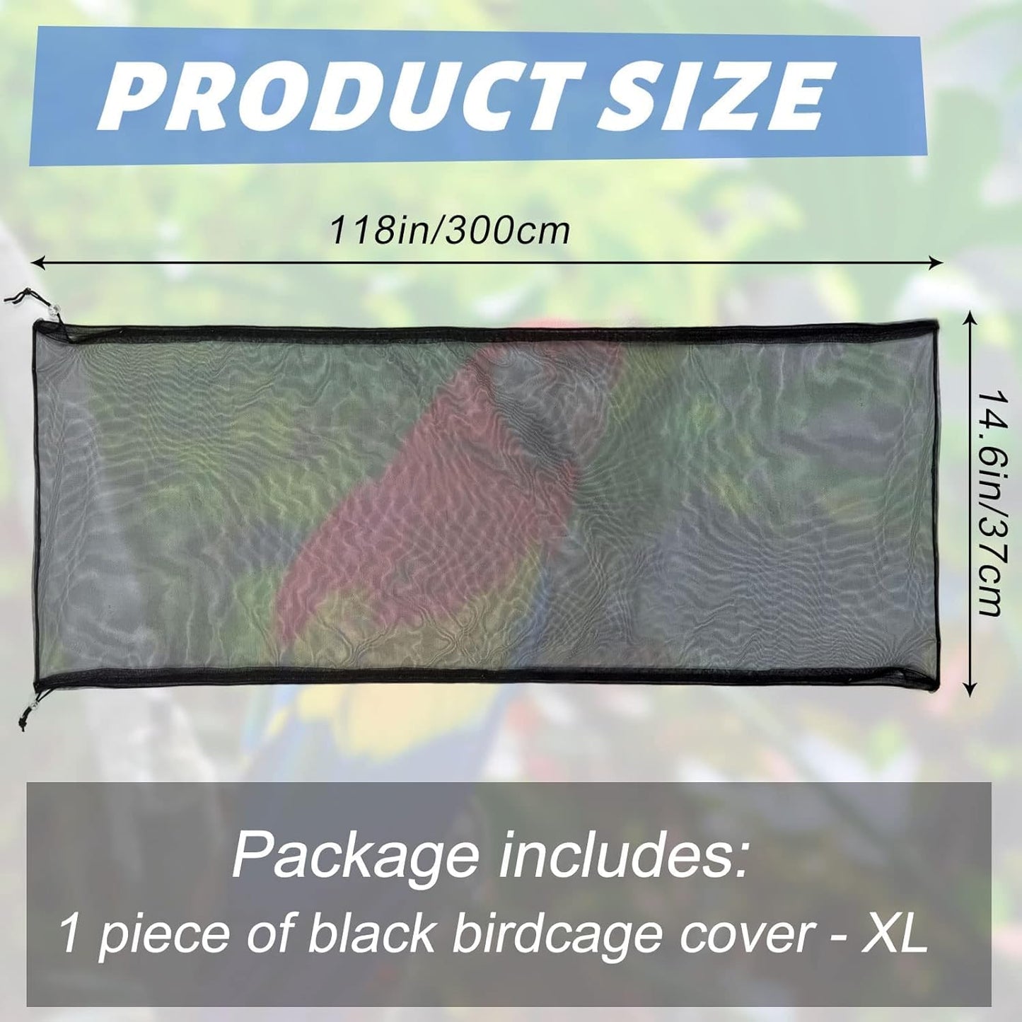 Bird Cage Netting Seed Catcher Adjustable Bird Cage Skirt Seed Catcher Large Soft Breathable Mesh Catchers for Indoor Round Square Cages (Circumference 80 inch to 118 inch) - Image 9