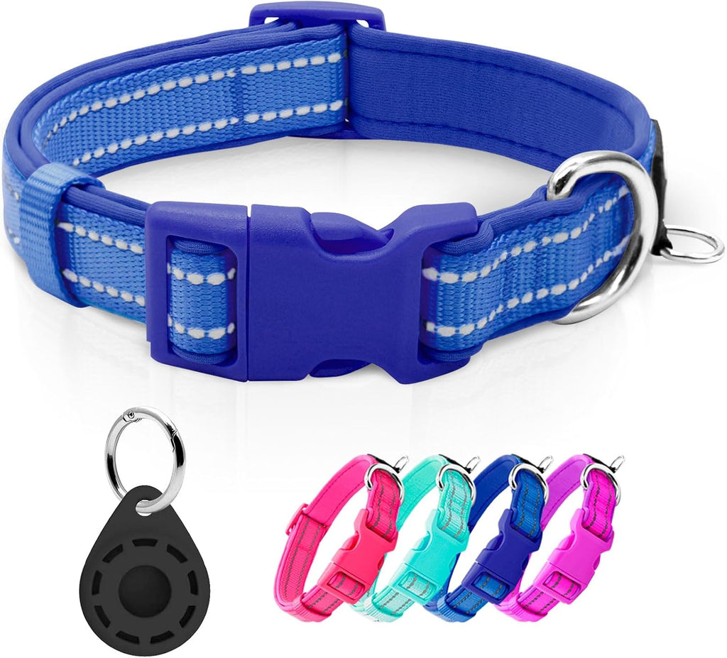 azuza Reflective Dog Collar,Soft Neoprene Padded Pet Collar with ID Tag Ring,Adjustable for Small Dogs,Hot Pink,S - Image 12