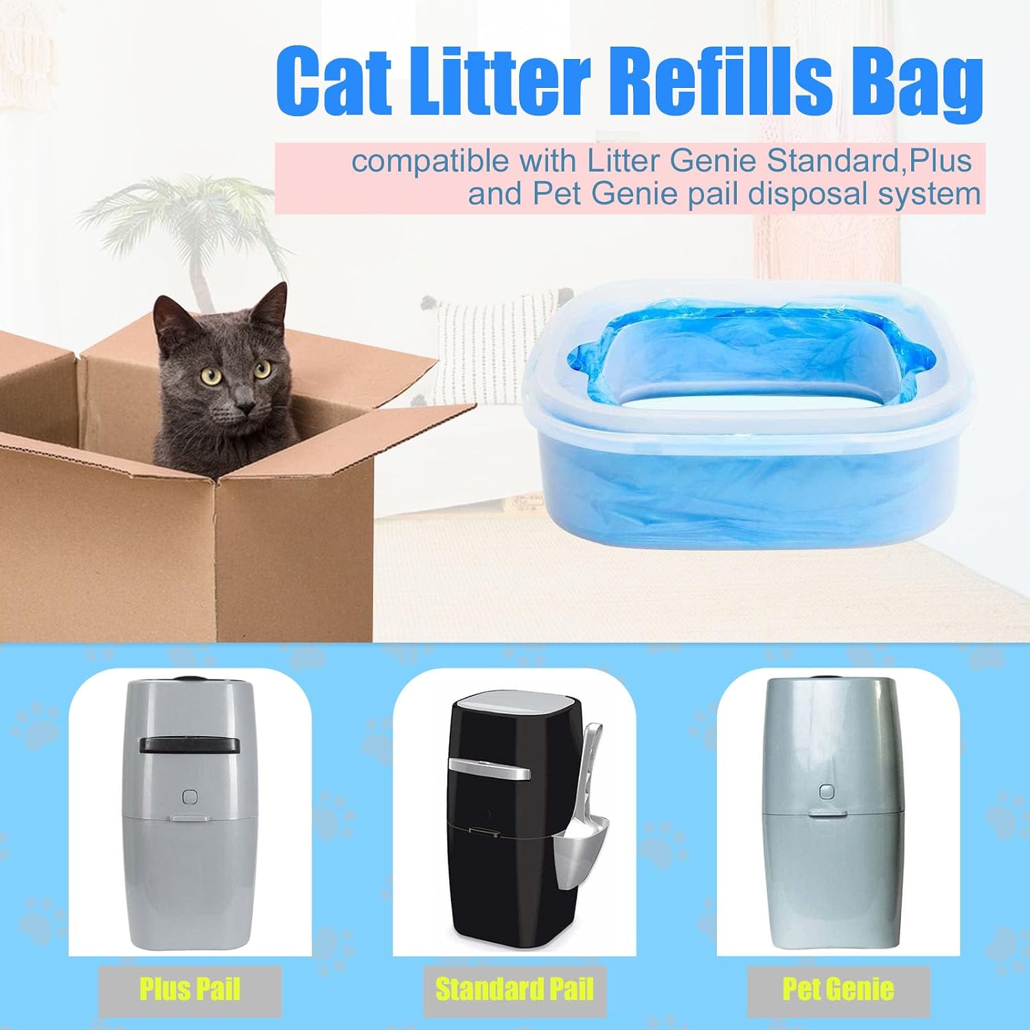 Pack of twelve blue pet waste disposal liners stacked neatly for storage.