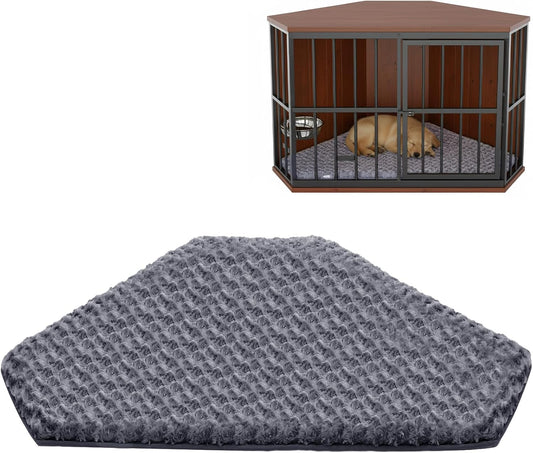 Hahafelt Croblissful corner dog kennel pad front view in gray