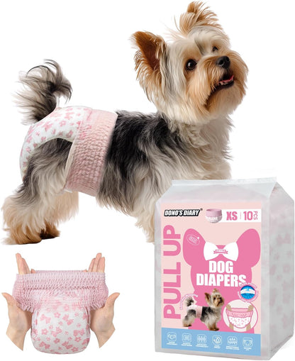 Dono Disposable Pull It Up Female Dog Diapers, 360 degrees Stretchy Waist Puppy Diapers, Super-Absorbent Doggie Diapers with Rapid-Dry Technology Leak-Proof Design for Doggy in Heat Period, S 10 Pcs - Image 10