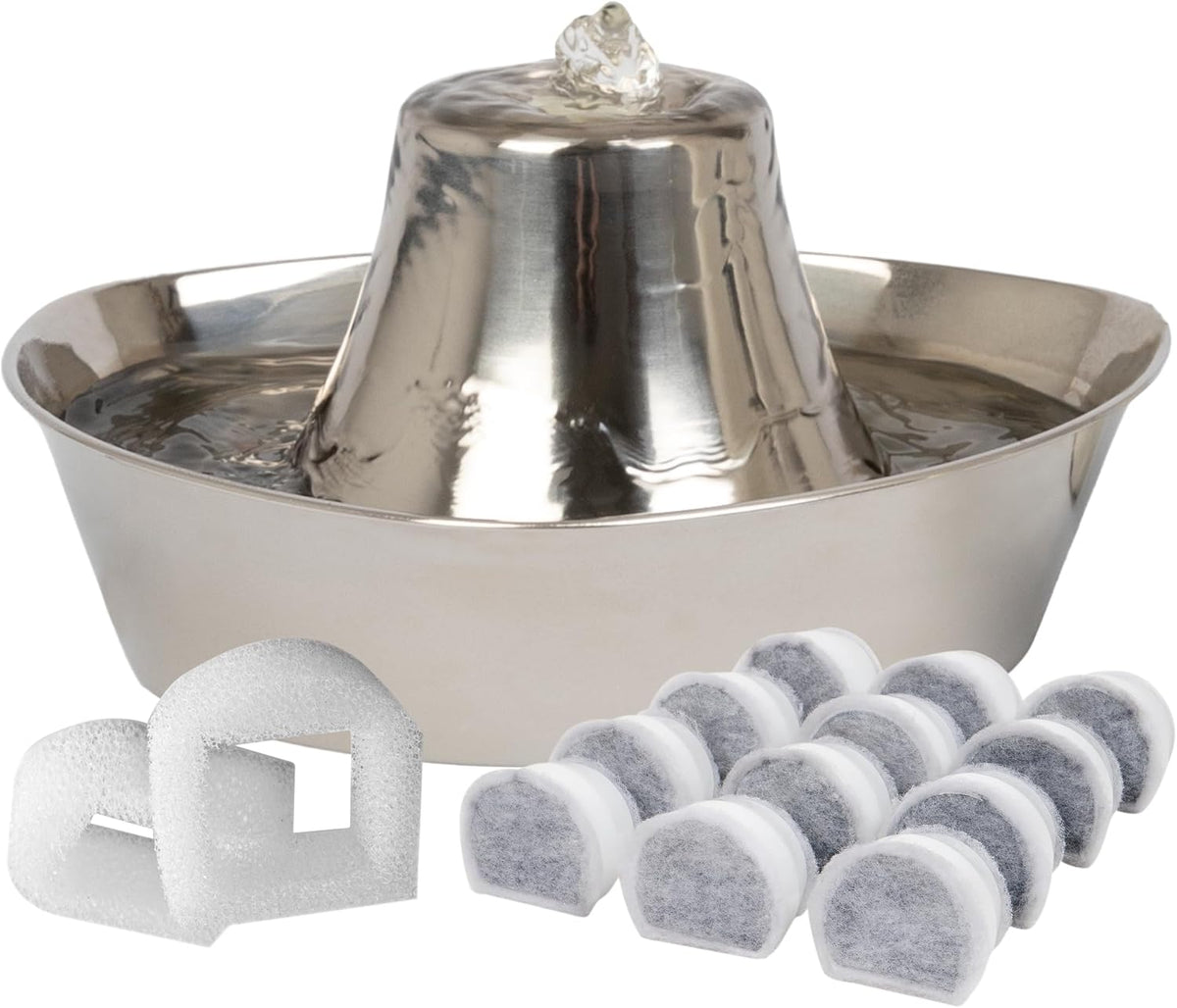 PetSafe Seaside Stainless Steel Cat & Dog Fountain, 60 Oz Water Capacity - 2 Water Filters & 1 Pump Included, Soothing Flow for Pets, Scratch-and Rust-Resistant Material - Quiet Motor - Image 12