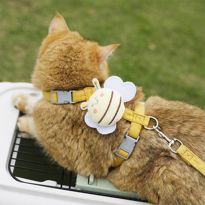 HHSSALIN yellow bee cat leash and harness set full product layout