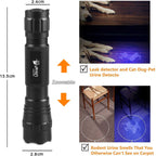 ULTRAFIRE adjustable focus 395nm ultraviolet torch showing zoom function