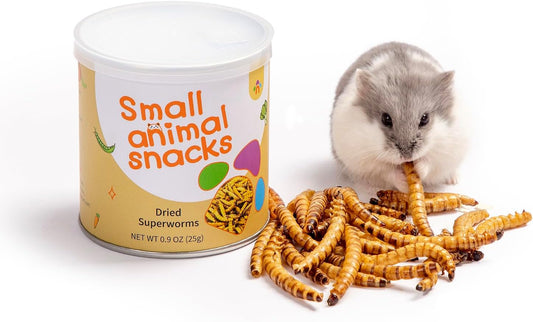 Niteangel small animal dried worms treats tin front view