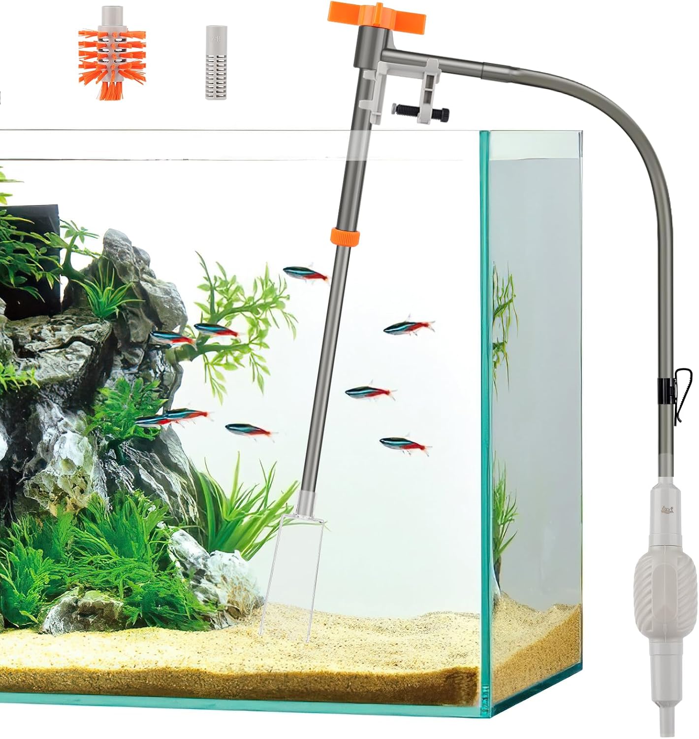 AQQA aquarium siphon vacuum and water changer kit front view