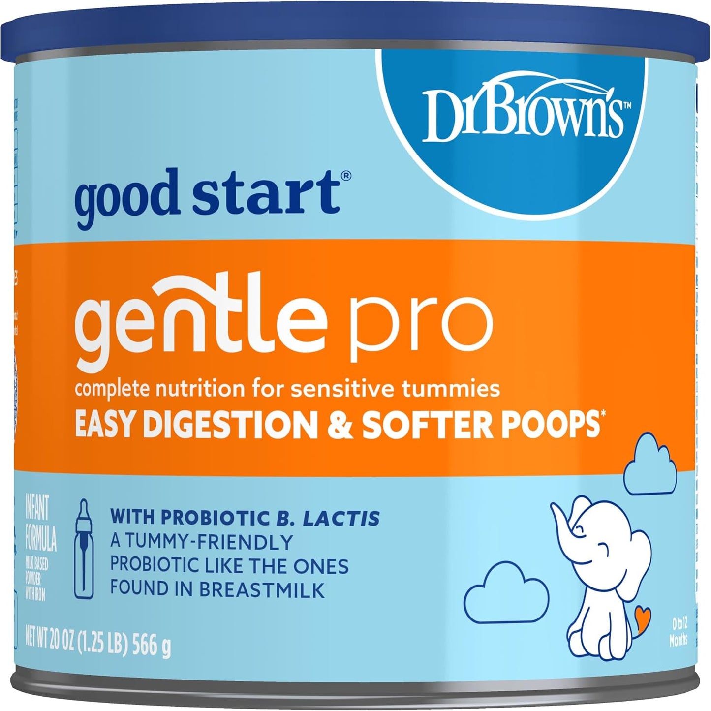 Good Start Dr. Brown’s Gentle Pro baby formula powder twenty ounce container front view