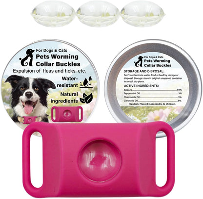 FurSure Dog Pendant Flea and Tick Tag front view pink silicone collar attachment