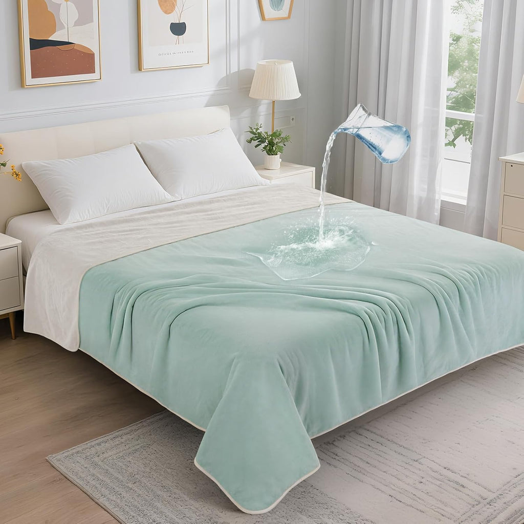 LOOBANI Waterproof Blanket for Bed: Reversible Soft Flannel Twin Bed Blanket 60" x 80", Leakproof Throw Spill-Proof Dog Pet Blanket for Couch Cover, Movie Time, Camping, Travel, Grey - Image 15