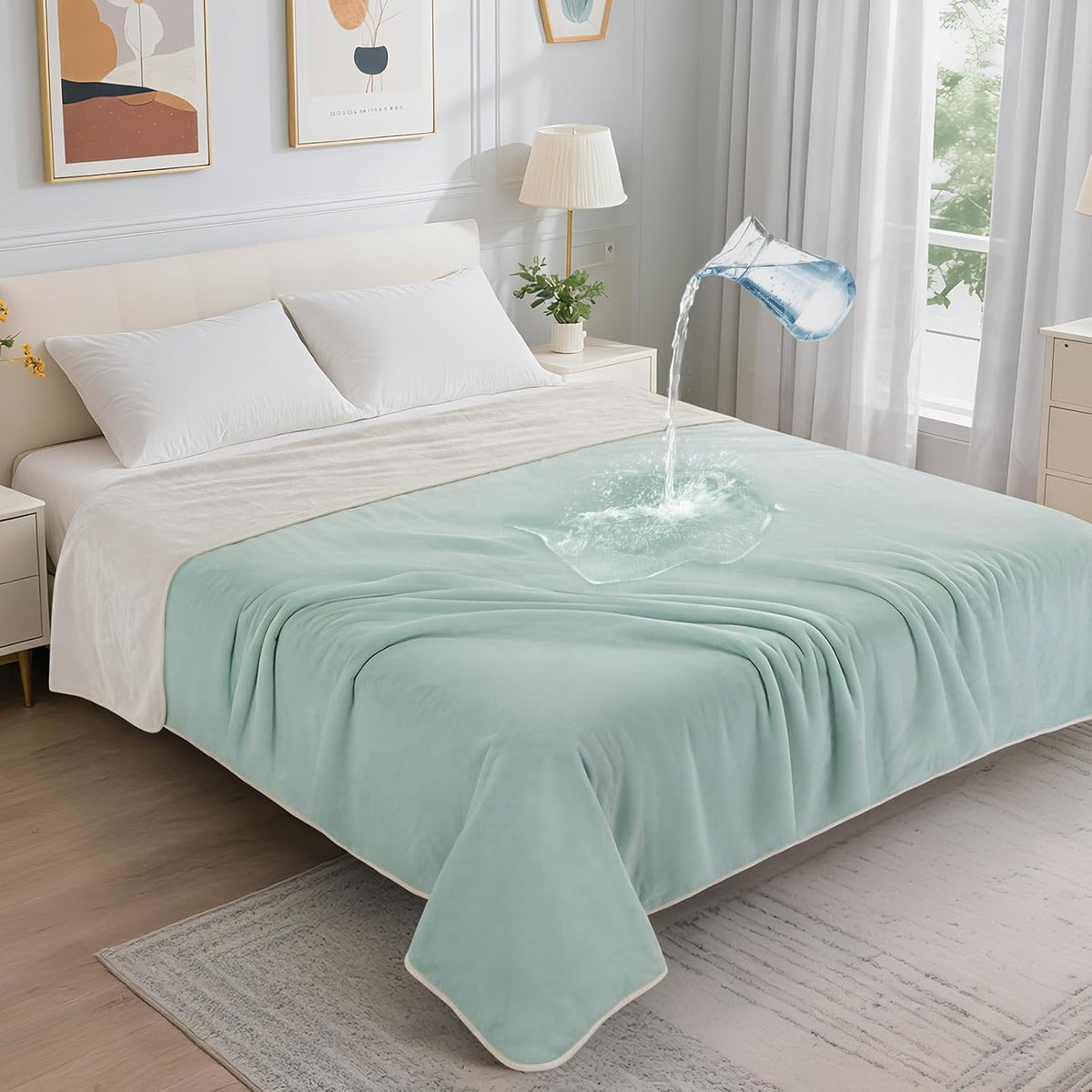 LOOBANI Waterproof Blanket for Bed: Reversible Soft Flannel Twin Bed Blanket 60" x 80", Leakproof Throw Spill-Proof Dog Pet Blanket for Couch Cover, Movie Time, Camping, Travel, Grey - Image 15
