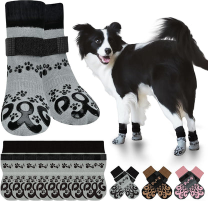 Dog Socks for Hardwood Floors Anti Slip - Double Side Dogs Booties to Prevent Licking, Hot Pavement Paw Protectors, No Twist Dog Grippy Socks for Senior Dogs, Light Grey and Black, L - Image 12
