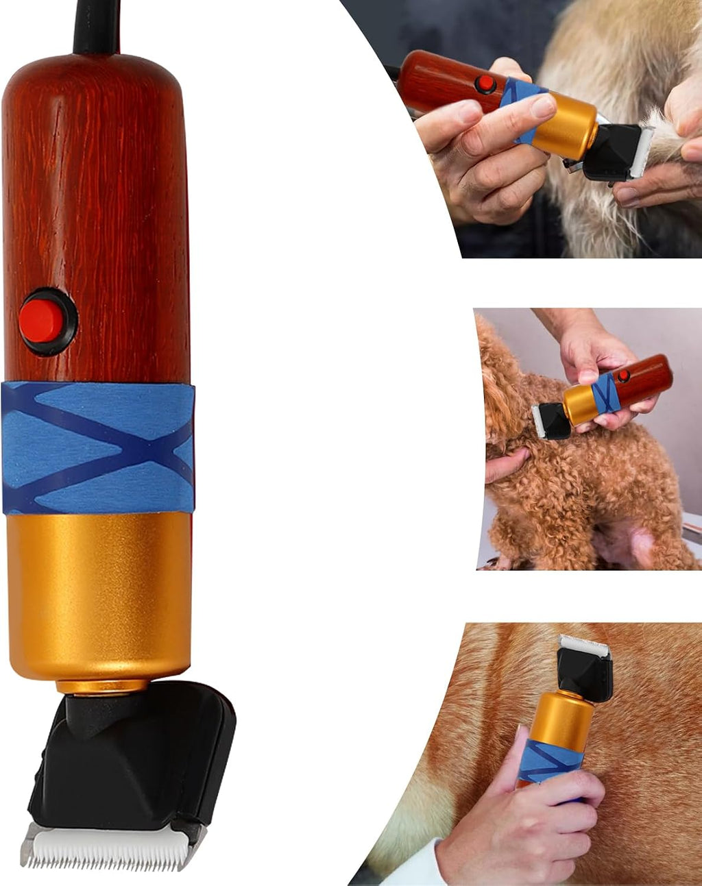 Banborba multi purpose animal shaver showcasing the complete set of limit combs and cleaning brush.