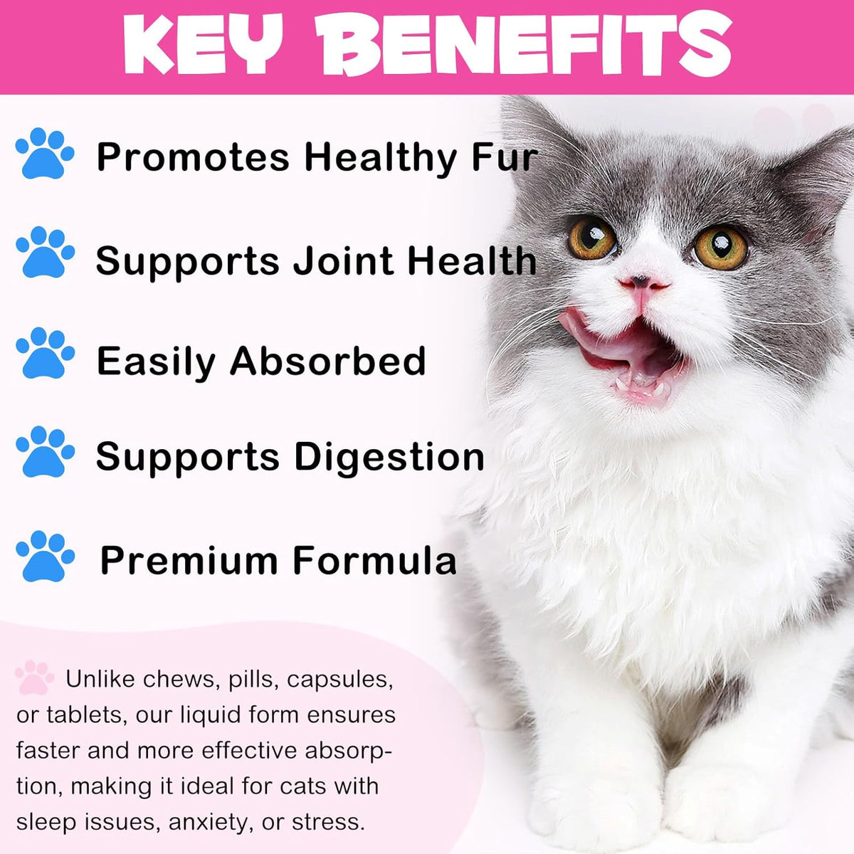 Vosifsdiy USA imported cat wellness drops sitting next to a healthy cat
